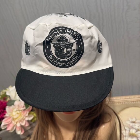 Vintage Smokey the Bear Smokey Signals Lightweight Packable Elastic Back Cap Hat - Picture 1 of 16